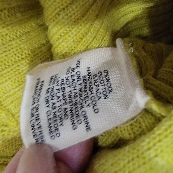 NEW Anthropologie Moth Taupo Golden Yellow Asymmetrical Sweater Wrap S/M - Picture 13 of 16